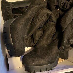 Black Suede Platform Boots